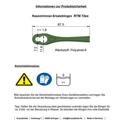 42 Stück  "RTM 72ex"   Ersatzklingen für Rasentrimmer