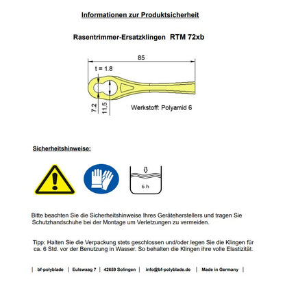 42 Stück  "RTM 72xb"   Ersatzklingen für Rasentrimmer
