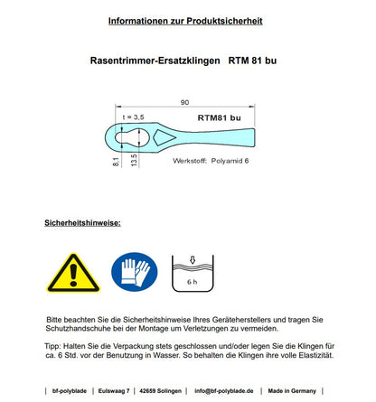 30 Stück  "RTM 81bu"   Ersatzklingen für Rasentrimmer