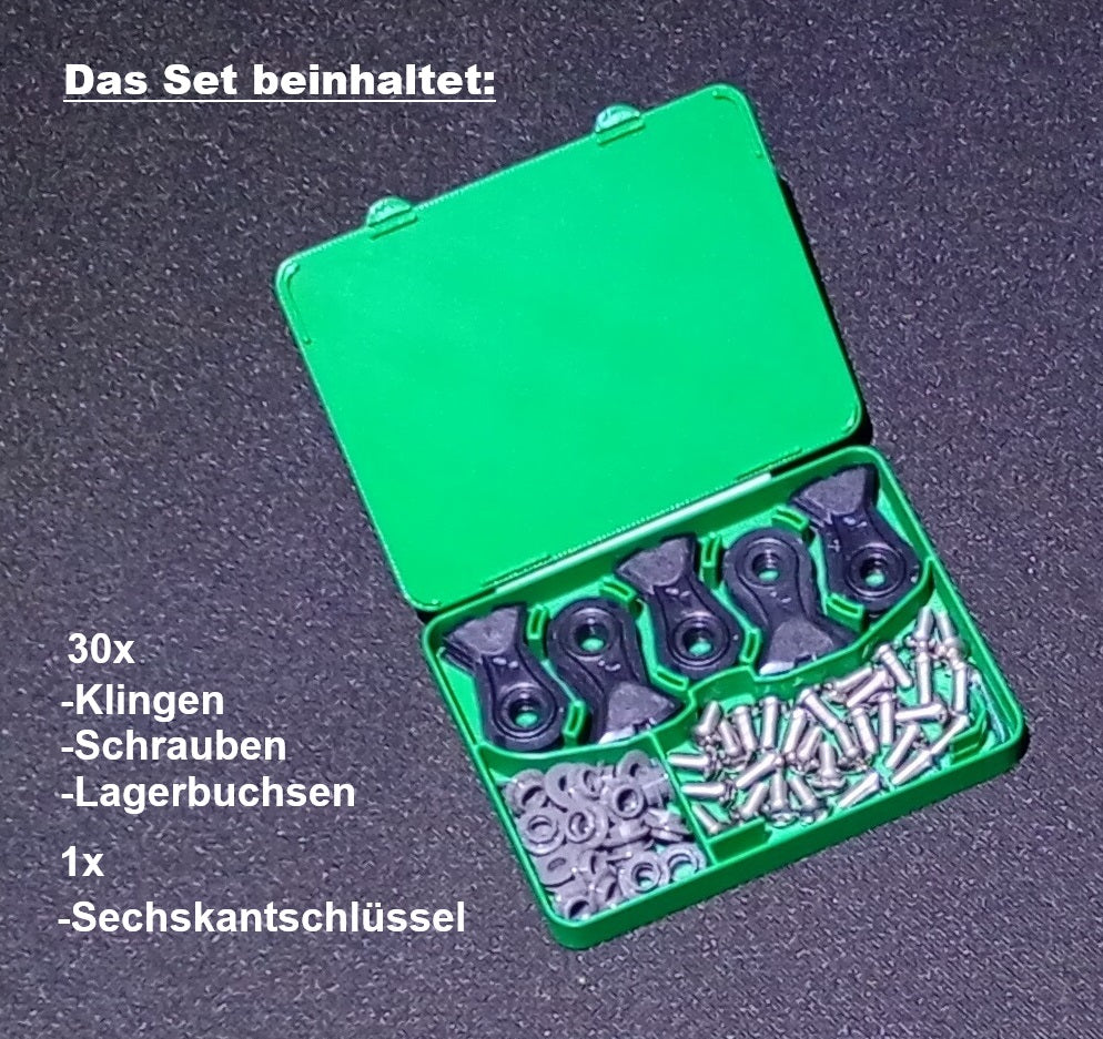 30 Stück  "RMK 42am"   Klingen für Mähroboter mit M4 Befestigungsschrauben